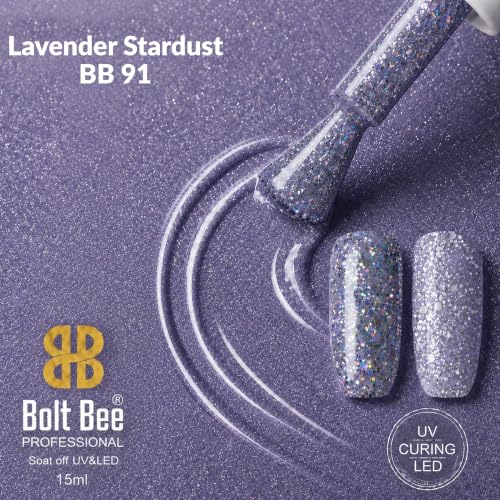 Image of BOLT BEE 15ML Gel Nail Polish 1Pc Clear Pink Glitter Nail Polish Soak Off UV LED Nail Gel Polish Nail Art Starter Manicure Salon DIY at Home, 0.5 OZ (1) (91)