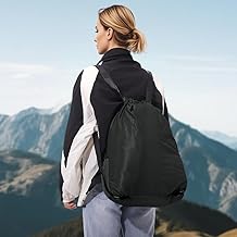 20L Drawstring Backpack, Black Waterproof Travel Backpack Lightweight DayPacks for Camping Hiking Outdoor Cycling Hiking Sports Gym