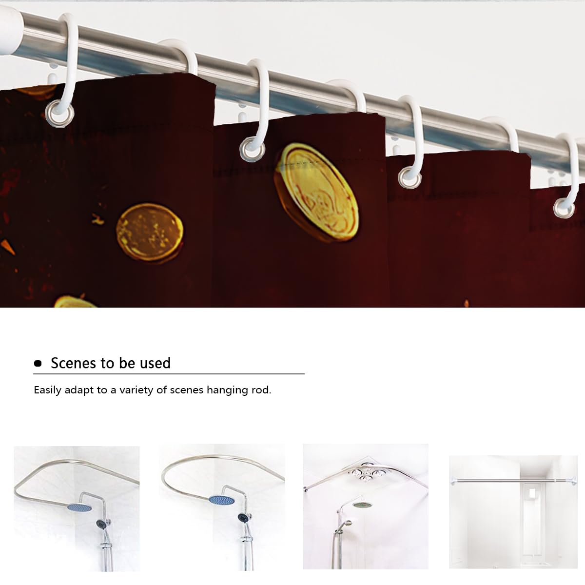 Cortina Ducha Fortuna China Riqueza para baño W120xL200 cm