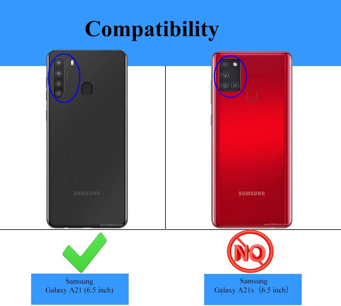 Galaxy A21 Case, Samsung A21 Case with Tempered Glass Screen Protectors, Androgate Military-Grade Ring Kickstand Car Mount 15ft Drop Tested Shockproof Cover Phone Case for Samsung Galaxy A21, Red