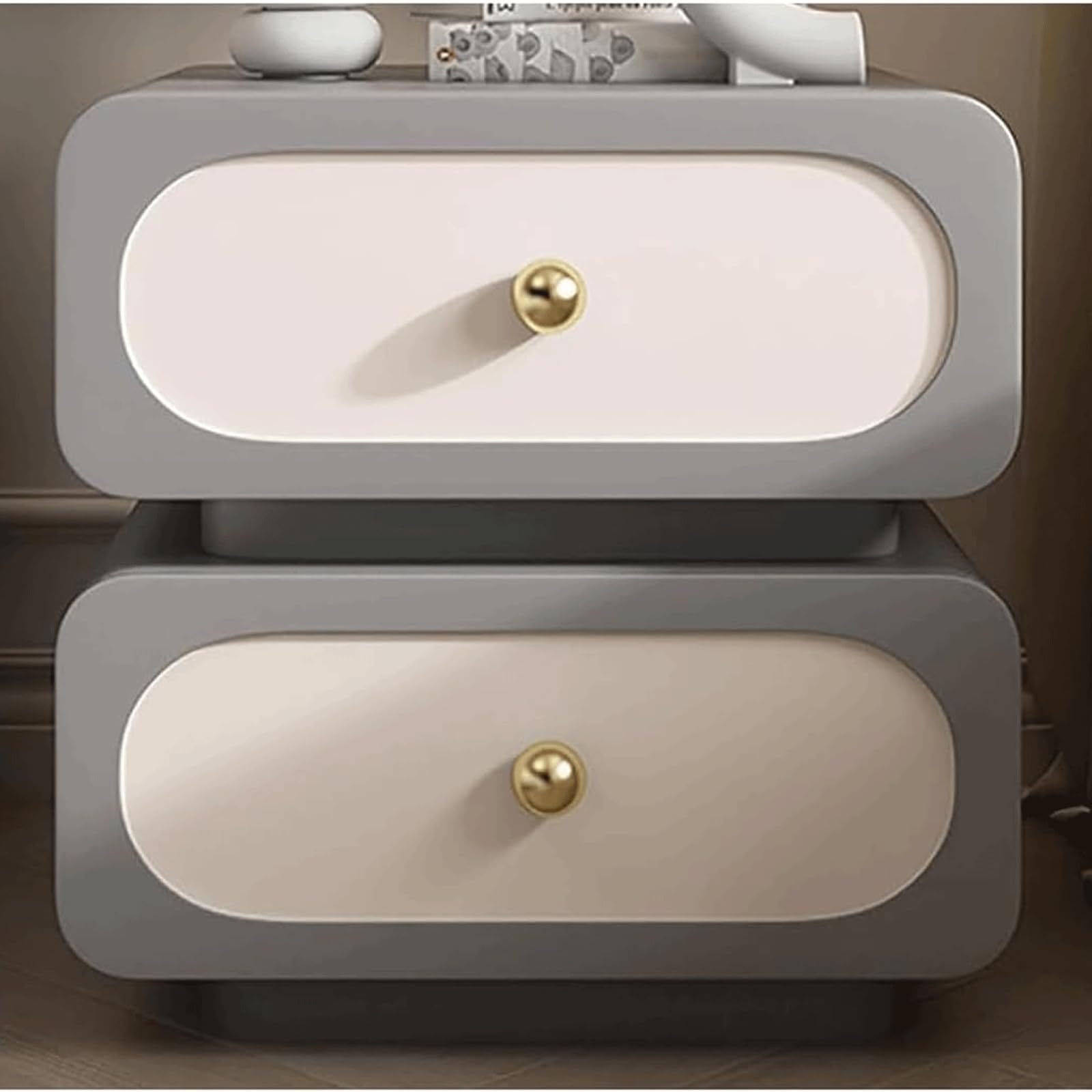 SXZenSpace Simple Side Table Sturdy and Reliable Bedside with 2 Drawers Solid Wood Nightstand for Bedroom Elegant End