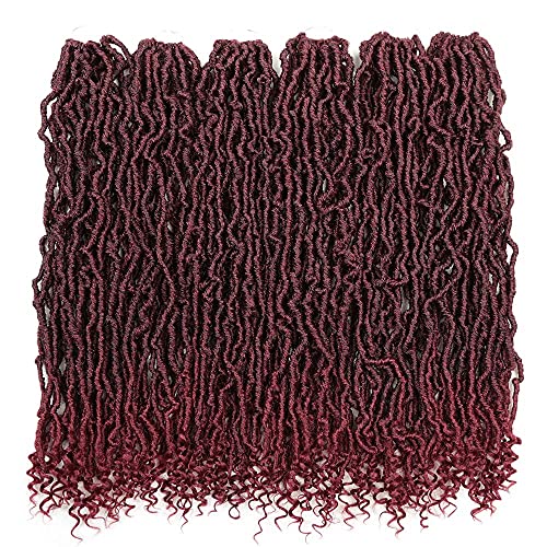 20 inch 6 pack Faux Locs Crochet Hair Soft Locs with Curl End Goddess Locs Pre looped Synthetic Braiding Hair(20inch, 6pack,T530)