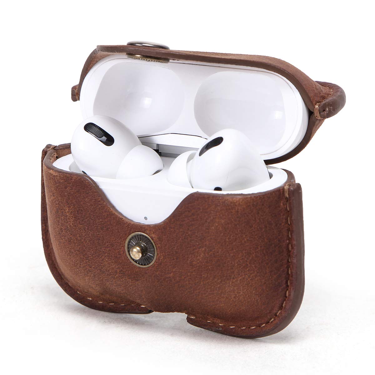 Hiram Genuine Leather Case For AirPods Pro Cover, Bluetooth Earphone Protective Cover Charging Case, For Air pods Pro 2 Cases with Keyring