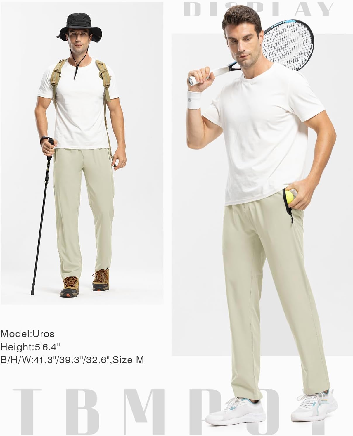 TBMPOY Men's Lightweight Hiking Travel Pants Athletic Outdoor Sports Elastic Waist Water Resistant Sweatpants 2 Pockets - Image 6