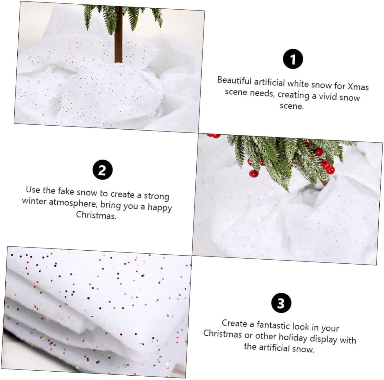 CHILDWEET 1sheet Christmas Artificial Snow Carpet White Fake Snow for Holiday Decor for Home Decoration Christmas Displays and Atmosphere Creation