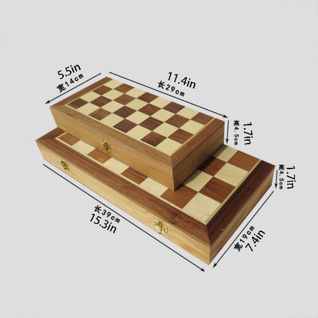 Juego de ajedrez, Tablero de ajedrez estándar Plegable de Madera con Piezas de Madera Tallada y Ranuras para Guardar Las Piezas.