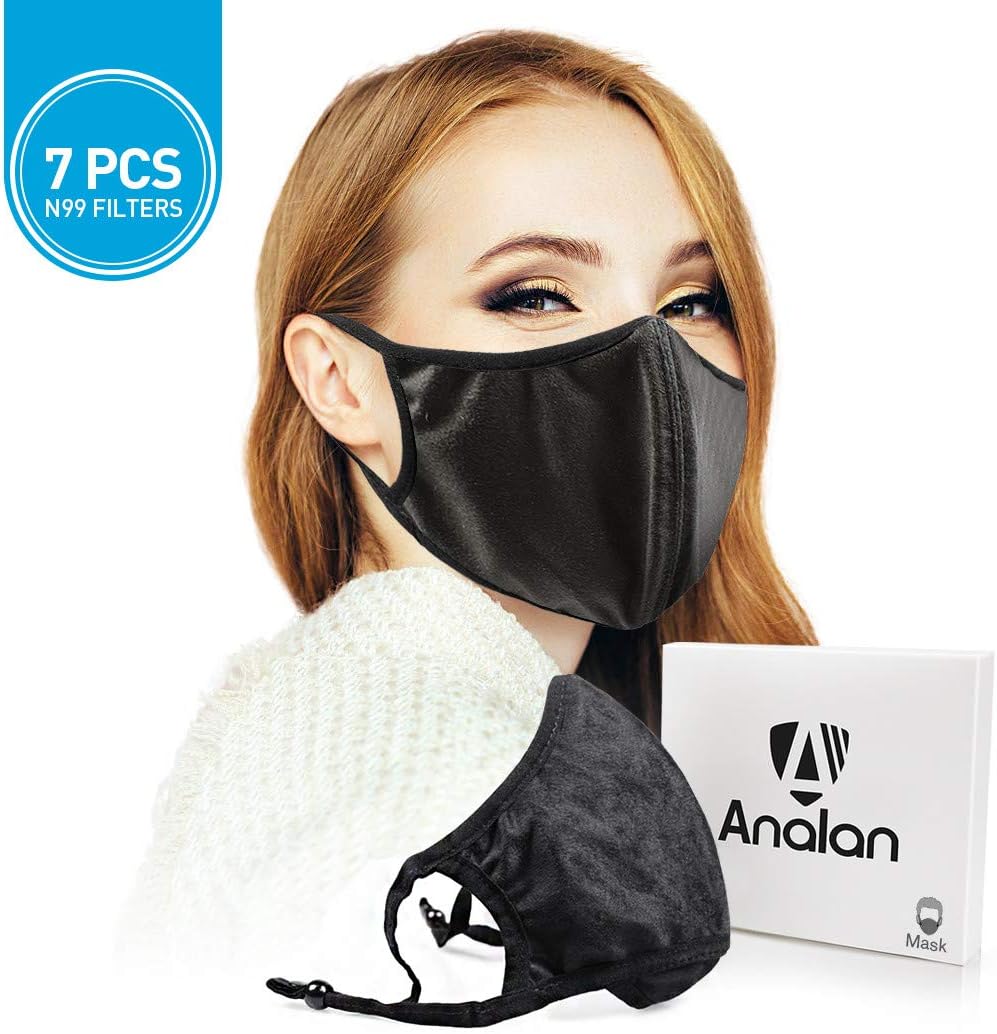 ANALAN Dust Mask Anti Air Pollution Mask Washable Reusable Mouth Masks for Allergies Smoke Pollen with 7Pcs Mask Filter