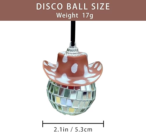 Miniatura 2 de Accesorio de bola de discoteca para automóvil, sombrero de vaquero de bola de discoteca, lindo bola de discoteca para automóvil, collares de bola de
