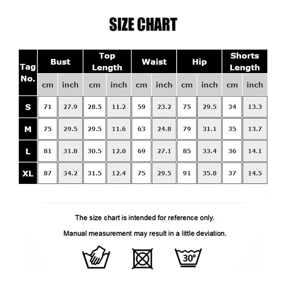 IDOPIP Set sportivo da donna per il fitness: set da palestra, 2 pezzi con scollo a V, reggiseno e leggings corti – abbigliamento sportivo estivo per yoga, pilates e allenamento