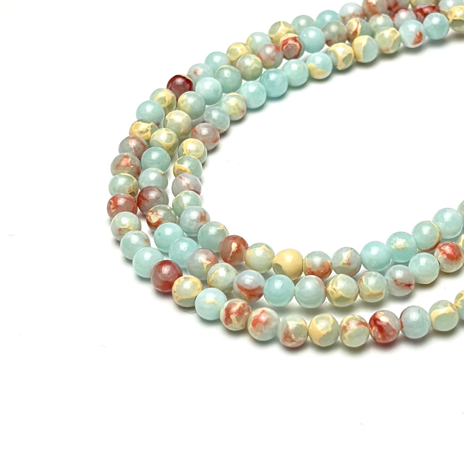 4mm Round Natural Stone Beads for Bracelets, Crystal Semi Precious Gemstones for Jewelry Crafting Earring Necklace Keychain Making (Sky Blue Jasper)