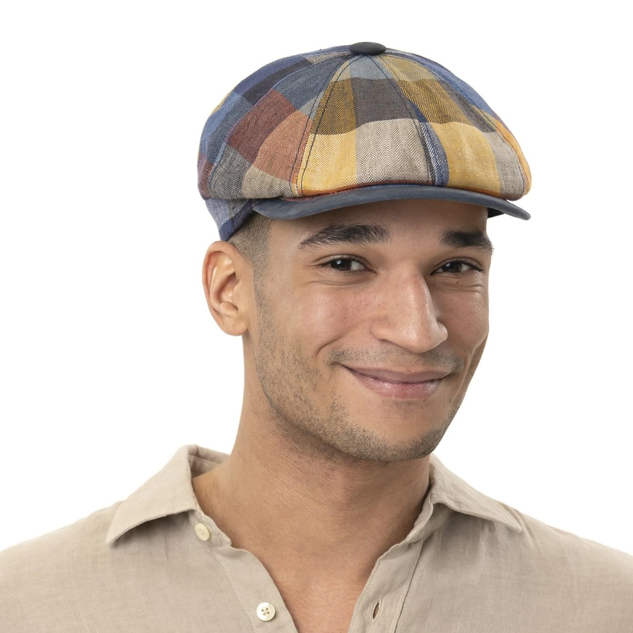 Lierys City BIC Gorra Newsboy Piping de Piel Cuadros Hombre Primavera Verano