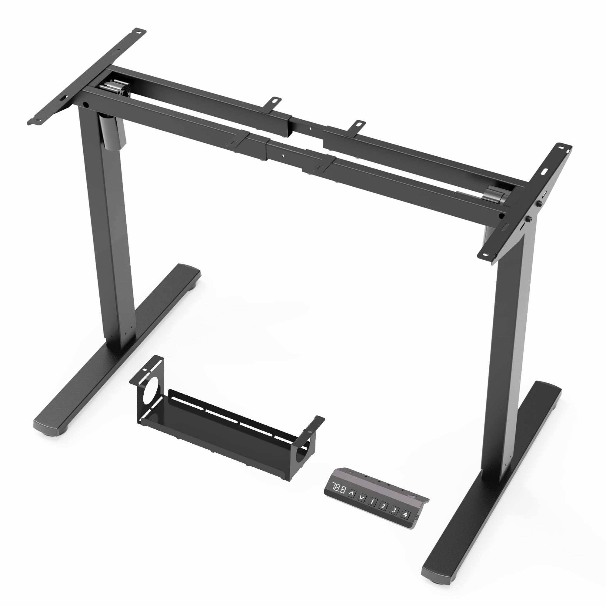 Photo 1 of PiomuDek Standing Desk Frame with 330lbs Powerful Dual Motor, Electric Adjustable Height Computer Desk Legs, Sit Stand Up Desk Base with Memory Controller, for Home Office, Black,ED04NB (Frame Only)