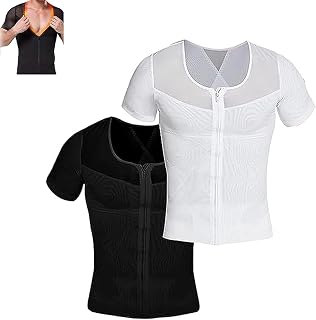 Gynecomastia Infrared Compression T-Shirt, Zipper Compression Tank Top Shapewear, Mens Compression Shirt