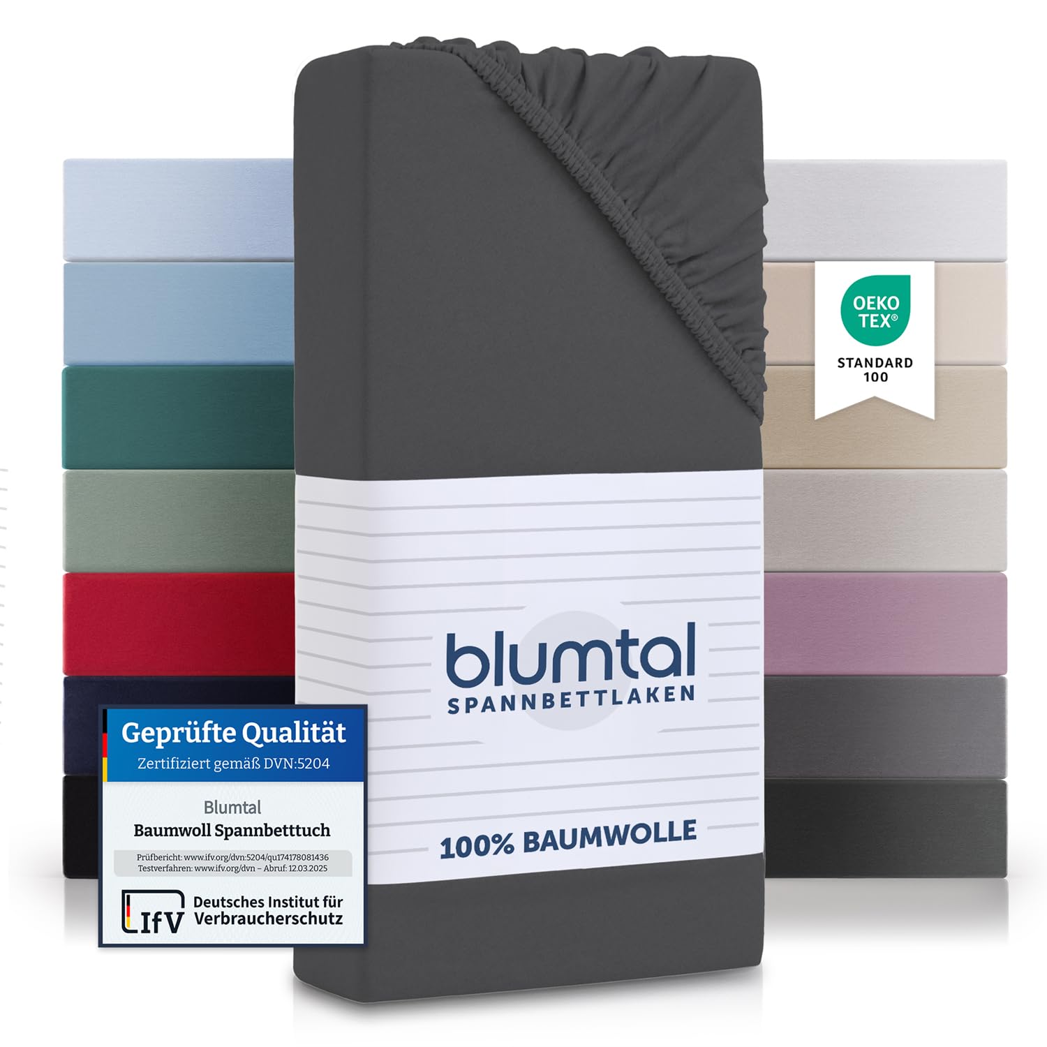 Blumtal® Basics Spannbettlaken Jersey - Bettlaken aus 100% Baumwolle - Oeko-TEX zertifiziertes Spannbettlaken