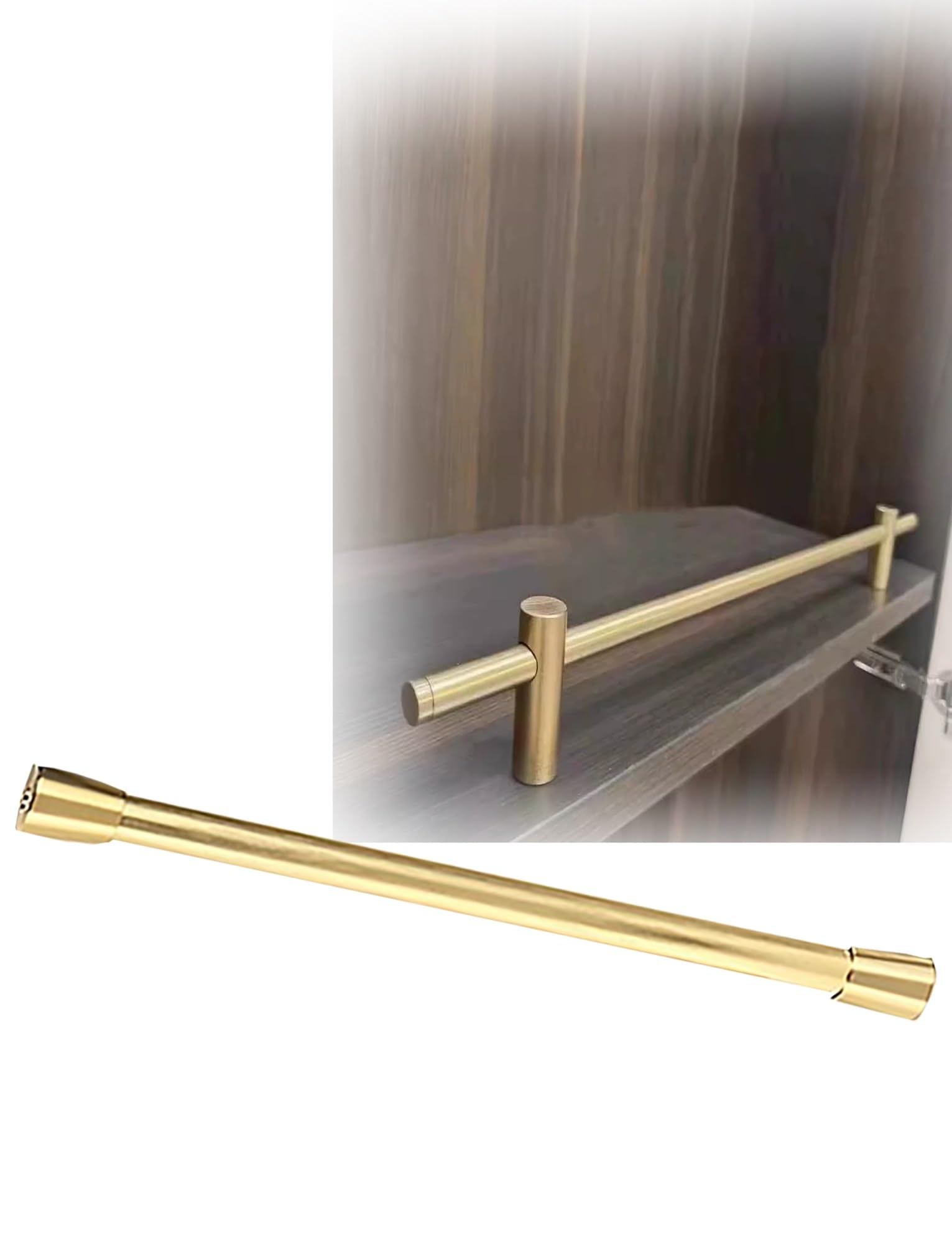 Varilla de soporte decorativa de aleación de aluminio, valla de barandilla for estantería, barandilla de protección for muebles for vitrina, estantería, estante de madera(130cm,Mounting)