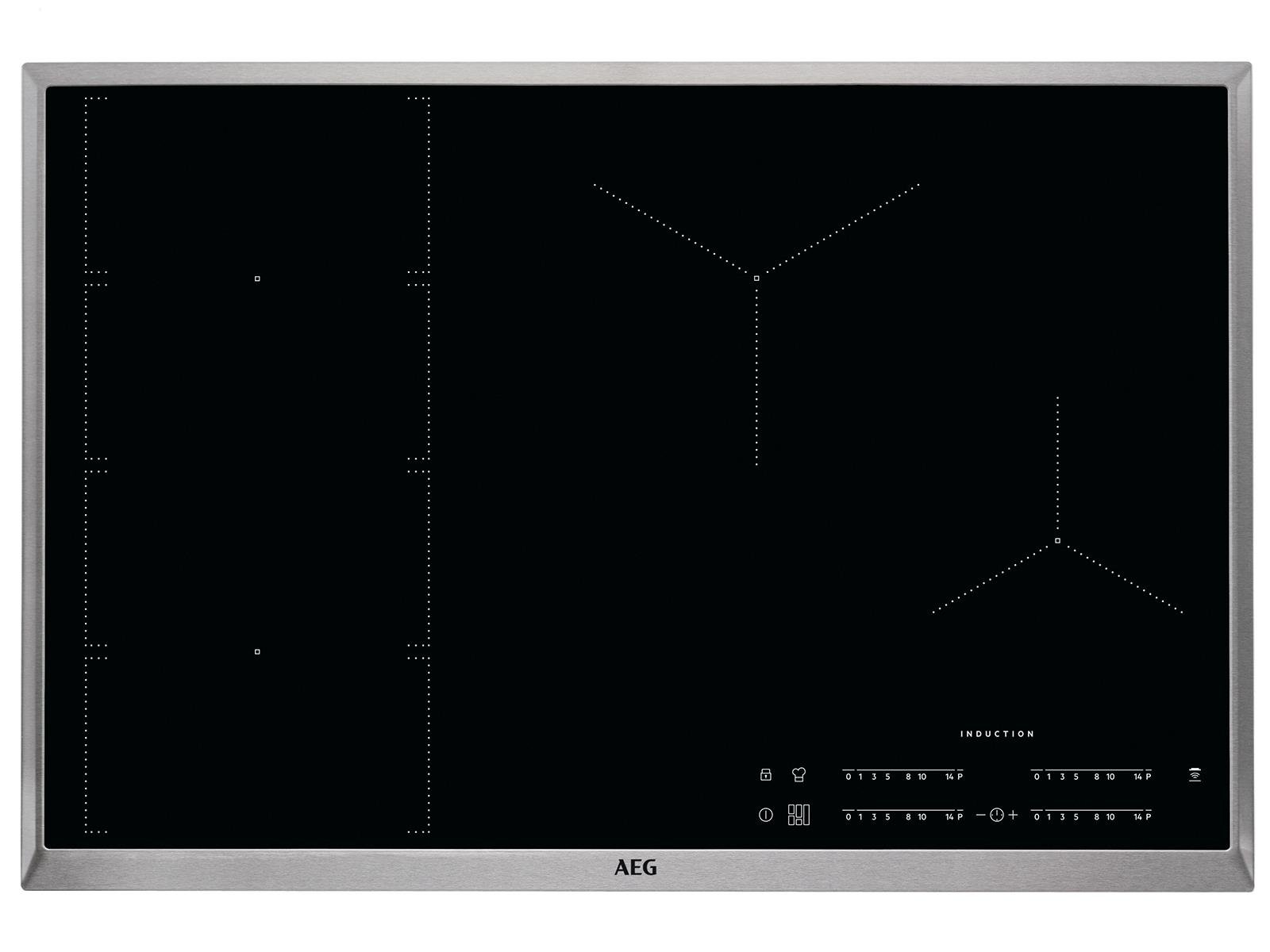 ike84471 X B Built-in Zone Induction Hob Black, Stainless Steel – Plate (Built-in, Zone Induction Hob, Glass and Ceramic, Black, Stainless Steel, 1800 W, round)