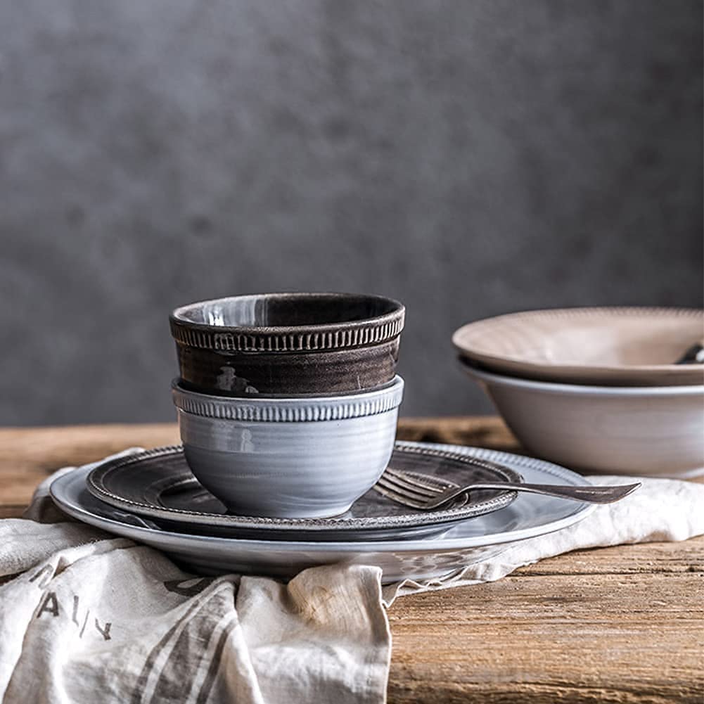 Zestaw zastawy stołowej, luksusowy rodzinny serwis obiadowy, retro amerykańska porcelanowa zastawa stołowa z talerzami, miseczkami i naczyniami, ceramiczny zestaw obiadowy do domowej kuchni i jadalni