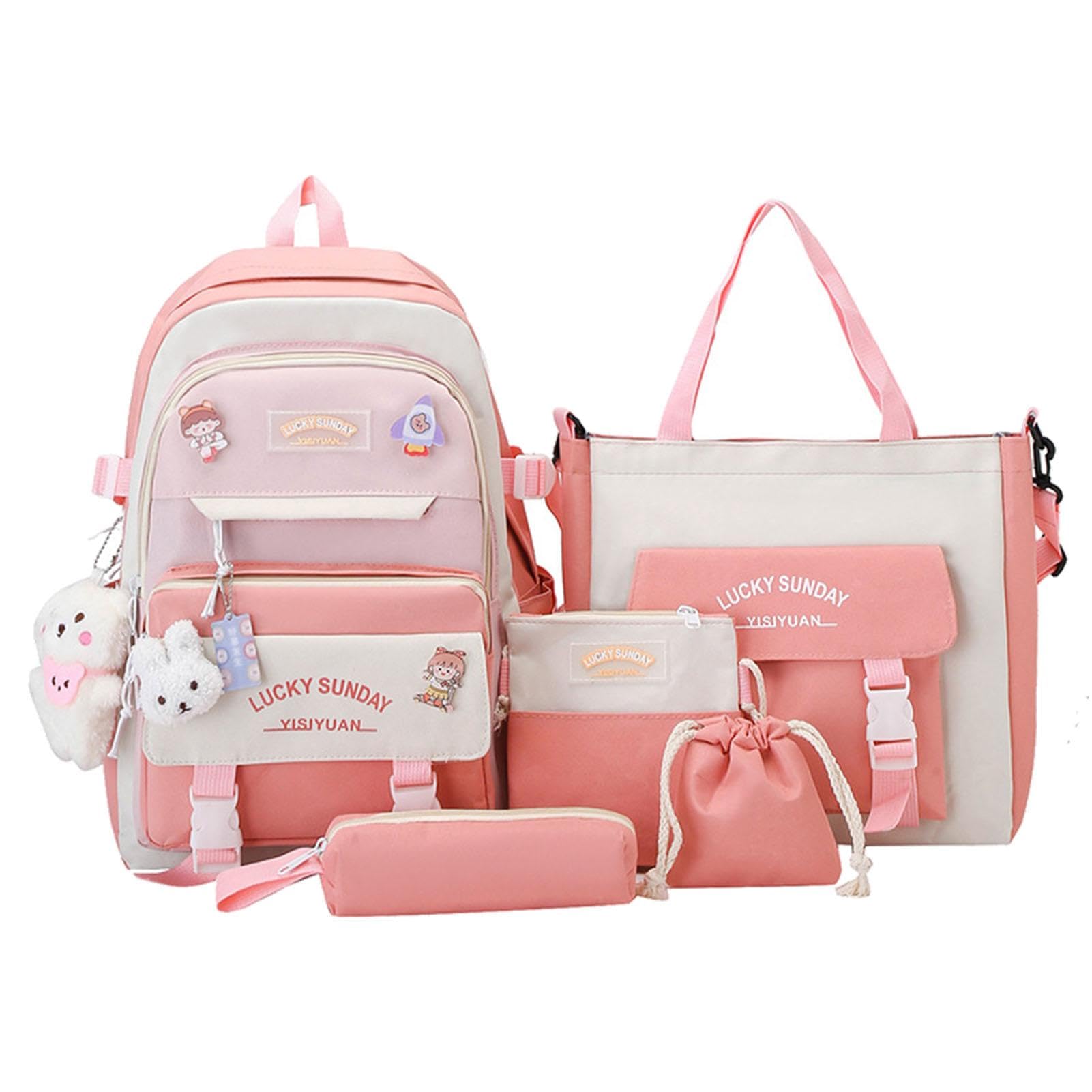 Kit combinado de mochila de lona, kit combinado de mochilas de lona, juego combinado de mochila escolar de lona para niños, niñas, adolescentes y estudiantes