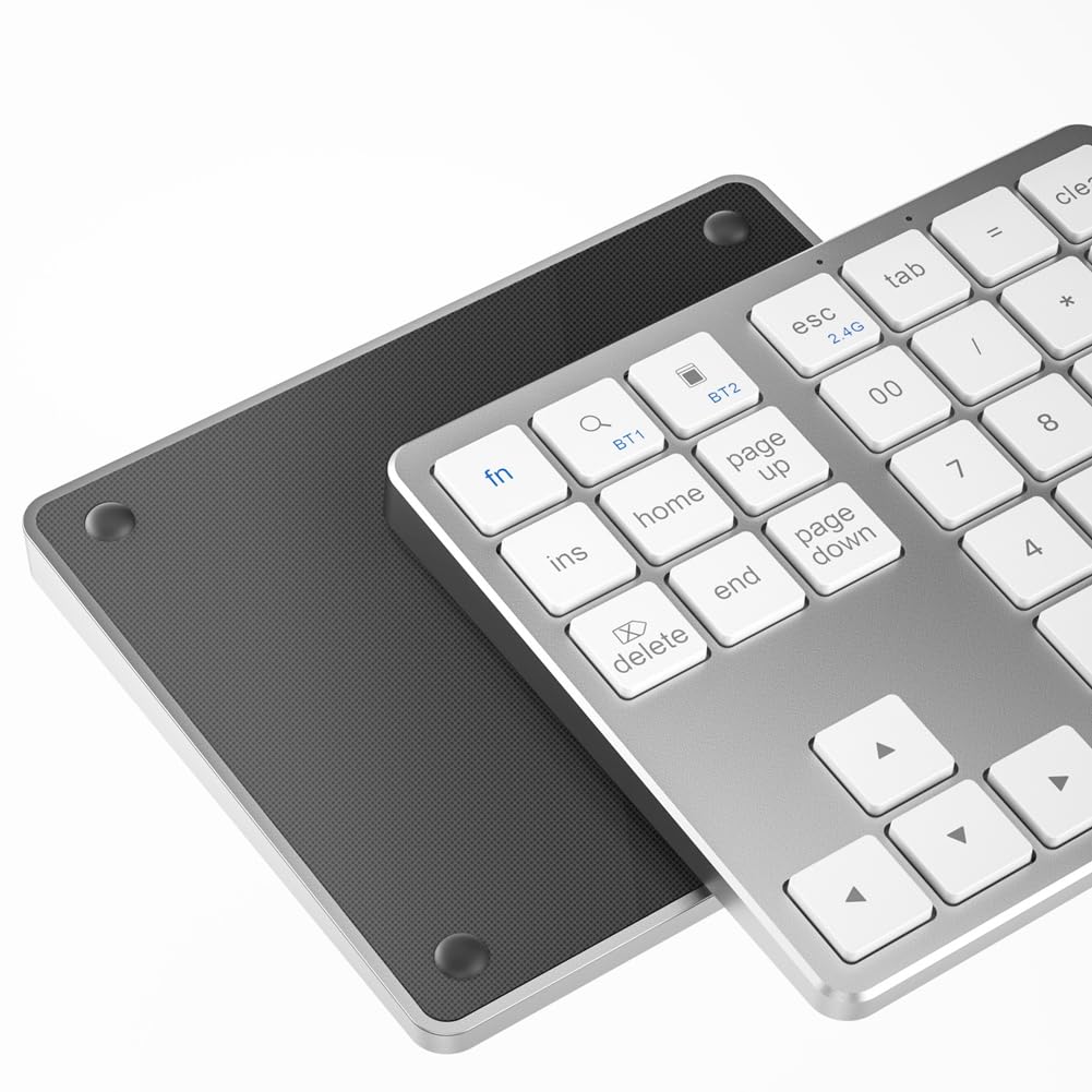 Pavé Numérique sans Fil, Pavé Numérique Portable 2,4 GHz Pavé Numérique sans Fil USB, Pavé Numérique à 18 Touches pour Ordinateur Portable Raccourci Clavier Saisie de Données pour Ordinateur(blanc