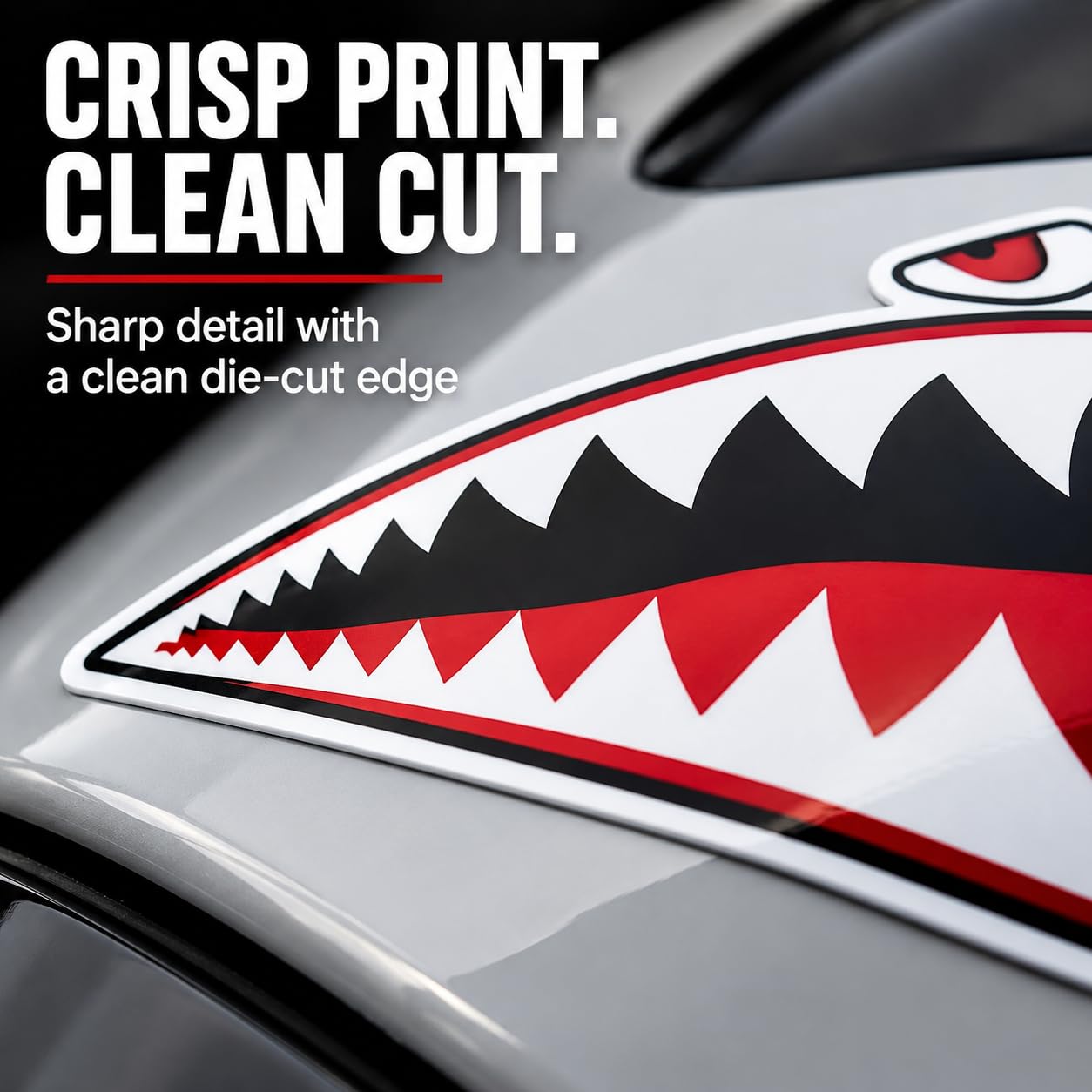 United by Color P40 Warhawk Shark Tiger 6 Inches (2Pk) - Strong Adhesive Motorcycle Helmet Stickers