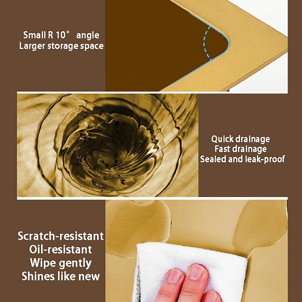 30*16 in Gold Double Bowl Kitchen Sink Stainless Steel Nano-Coated,Drop in Gold Kitchen Sinks,Topmount Large And Deep Workstation Sink,with Pull-Out Fauce,Accessories,Gold,30.71*16.93*8.66in