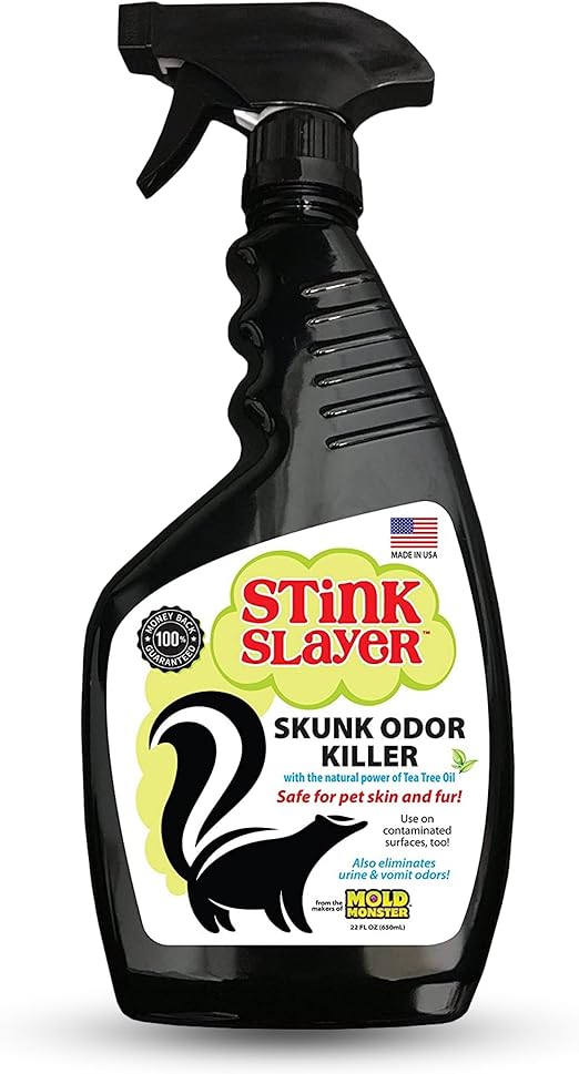 Stink Slayer Odor Remover (22 oz) - Eliminate Skunk, Vomit, or Urine Smell from Furniture, Fabrics, and Pets. No Washing Needed, Just Spray. A Natural Product Safe for Your Pets and Home