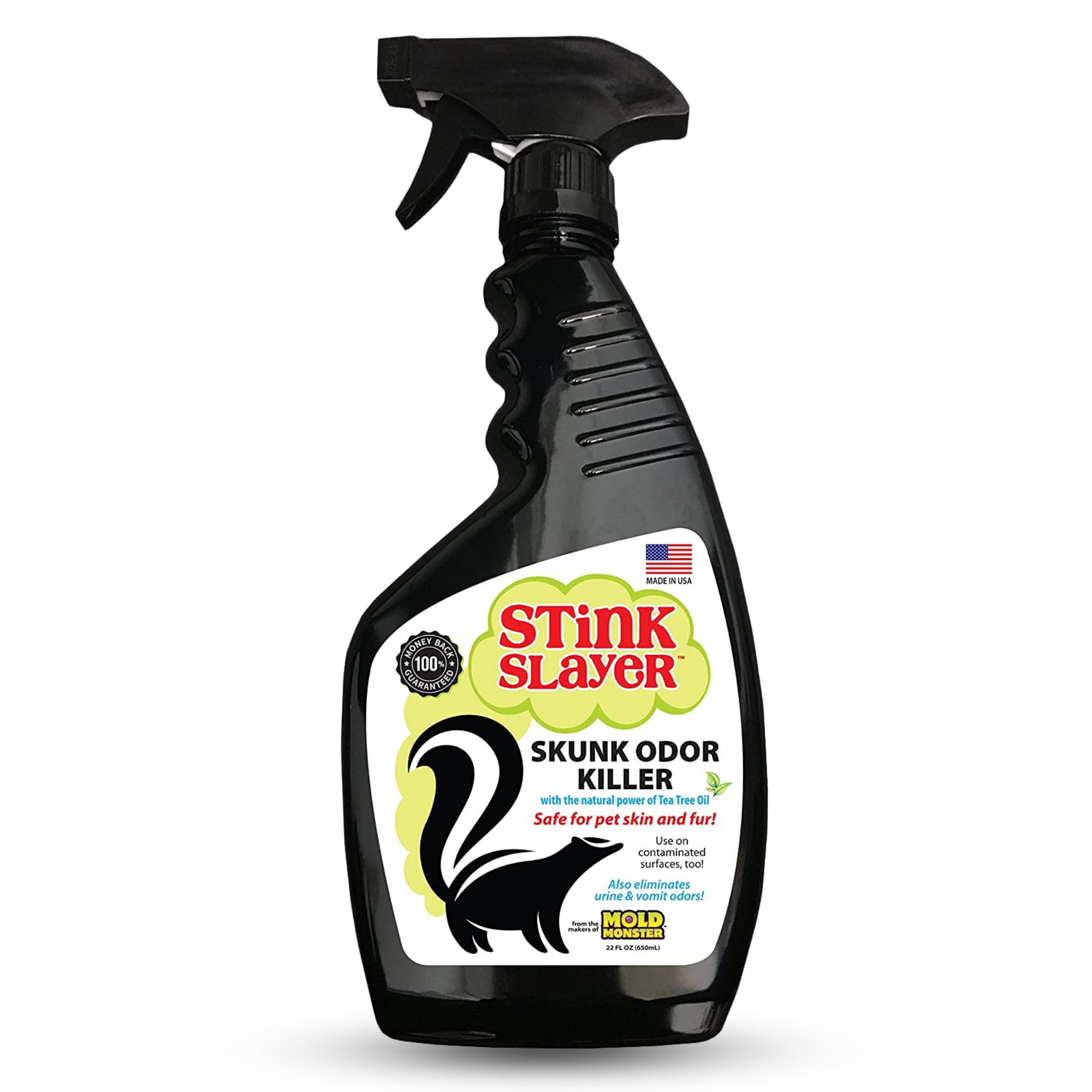 Stink Slayer Odor Remover (22 oz) - Eliminate Skunk, Vomit, or Urine Smell from Furniture, Fabrics, and Pets. No Washing Needed, Just Spray. A Natural Product Safe for Your Pets and Home