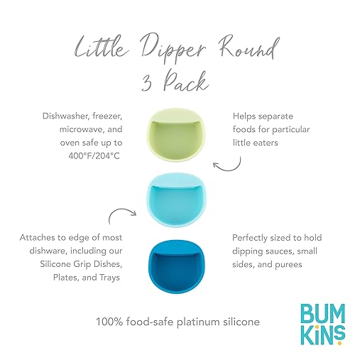 Miniatura 5 de Bumkins Baby Silicone Little Dippers, se fija a cuencos, platos y platos, taza de salsa, sostiene condimentos, salsas, salsas, puré, coberturas,