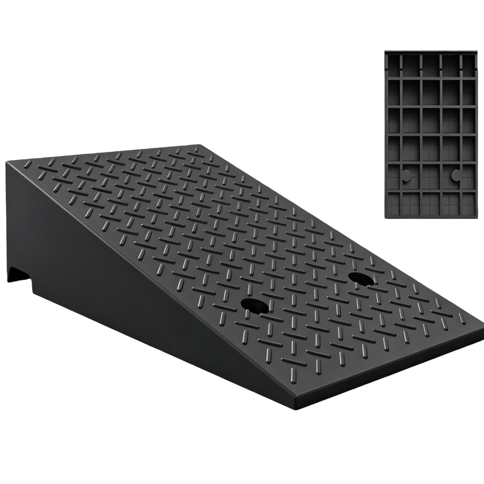 Rampa de Bordillo de Goma 16-20cm Rampa de Carga 4400 LB de Capacidad | Estructura Estable de Rejilla, Superficie Texturizada, para Coche, Moto, Silla de Ruedas, Andador(18cm/7.1" H)