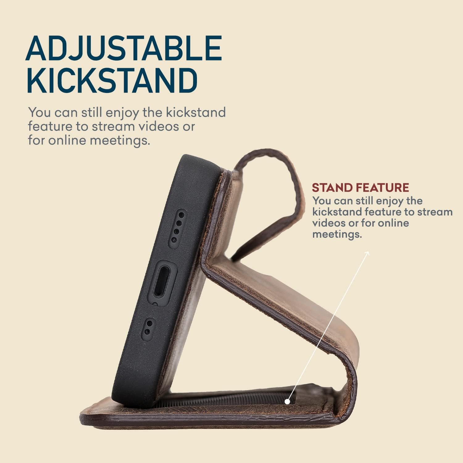 Bayelon Case for iPhone 13 Mini, Full Grain Leather Wallet Case, [2in1], Detachable Magnetic Flip Cover with Card Slots, Kickstand, MagSafe Compatible (Dark Brown)