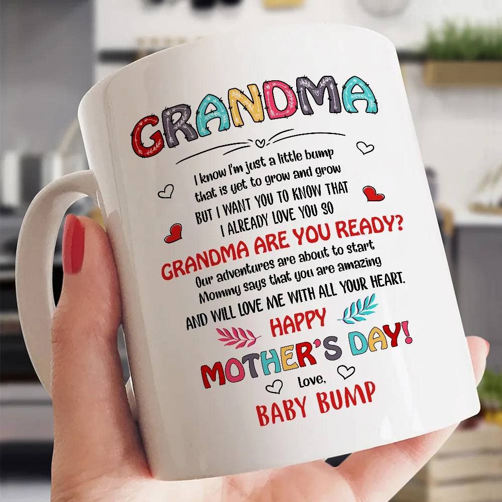 LafinePersonalized Grandma I Know I'm Just A Little Bump Mug Happy Mother's Day Funny Gifts For New First Grandma To Be Gift From 11oz
