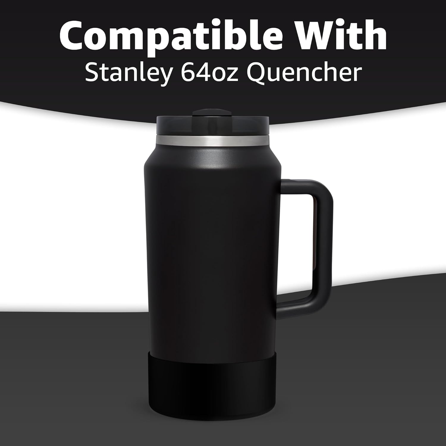 Jmoe USA Boot for 64oz Stanley Quencher H2.0 FlowState Tumbler With Handle | BPA Free Silicone | Sleeve Protector for Bottom of Cup | Protects Against Dents & Scratches (Black) - Image 3