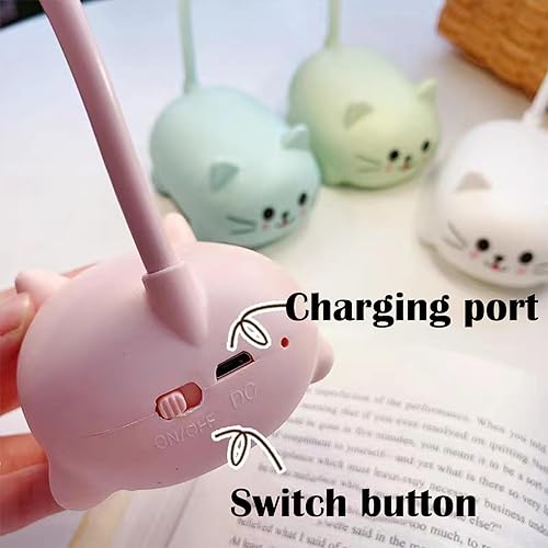 Miniatura 7 de Lámpara LED para niños, mini lámpara de mesa para gatos, luz nocturna LED portátil, bonita lámpara de escritorio, luz de lectura recargable por USB