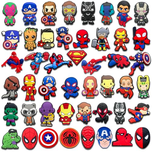 45Pcs Cartoon Shoe Charms for Croc Clogs Sandals Bracelet Wristband Slippers Different Shoe Decoration Charms for Party Favor