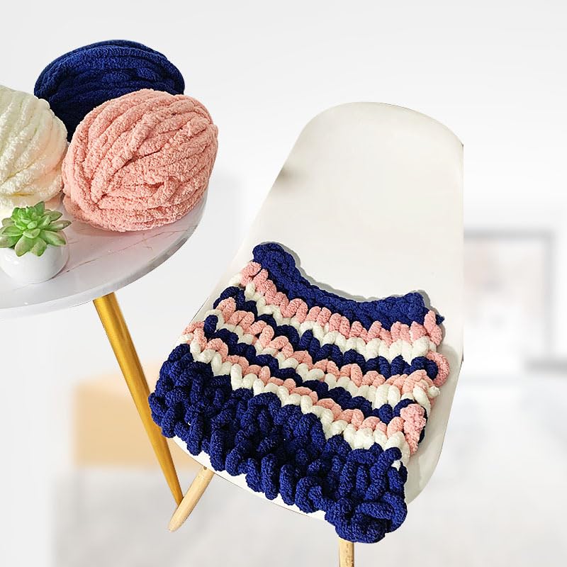 Chunky Strick-Chenille Garn 4 Stück 1000 g extra dickes Chiffon for DIY-Schal, Decke, Kissen, Katzenbett, Wollknäuel, handgestricktes Materialpaket(Color13)