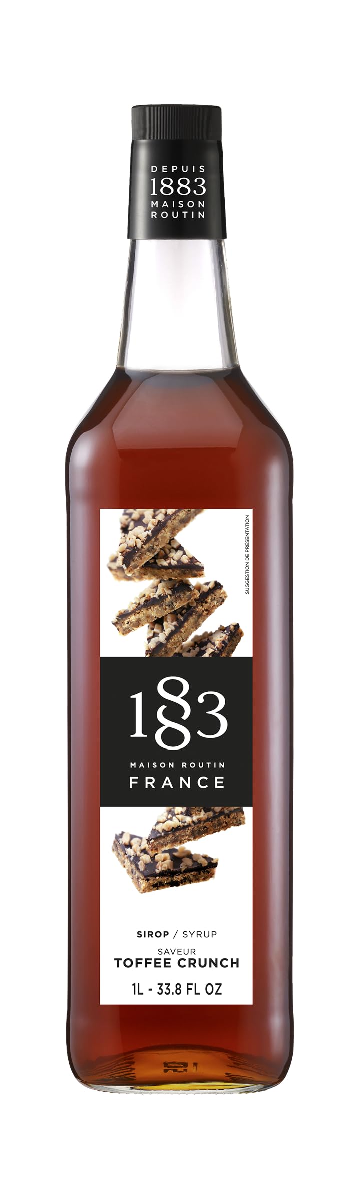 1883 Maison Routin Premium Toffee Crunch Syrup – Flavoured Coffee & Dessert Syrup, Vegan-Friendly, No Artificial Colours, 1L Glass Bottle