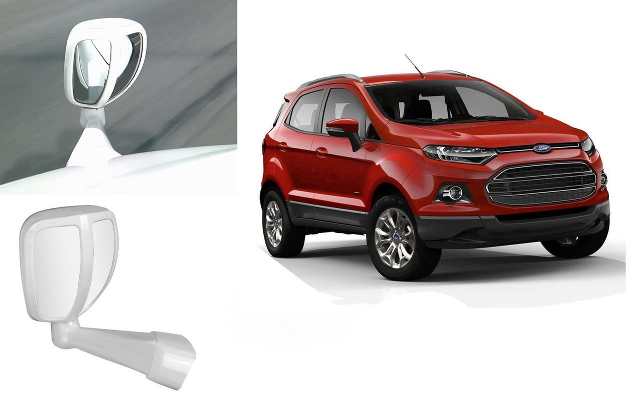 Auto Pearl Front Fender Wide Angle Mirror Bonnet Mirror Compatible with-Ecosport (Small, White)