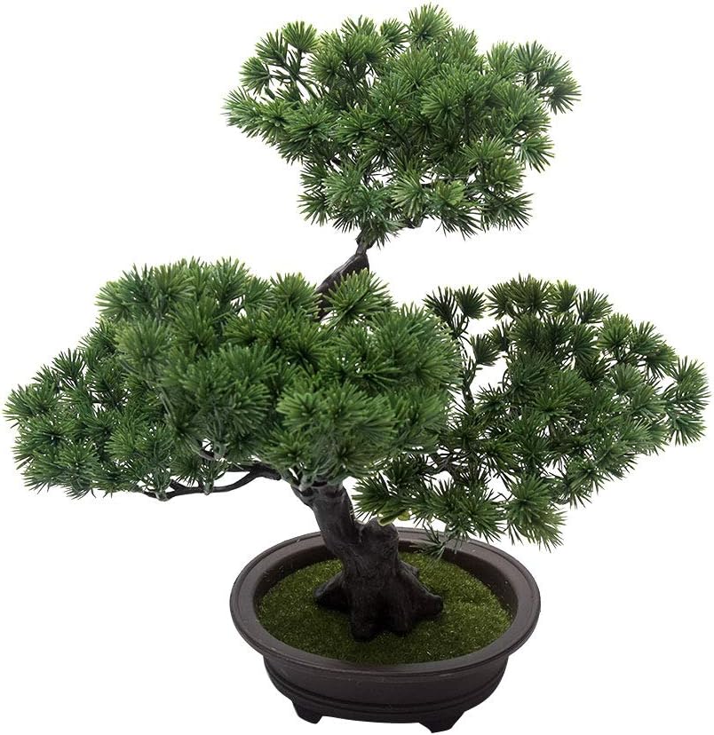 Artificial Bonsai Pine Tree, Plastic Simulation Potted Plant DIY Decorative Bonsai, Desk Display Fake Tree Pot Ornaments Home Office Bedroom Living Room Farmhouse Decorations(Style 3) - Image 7