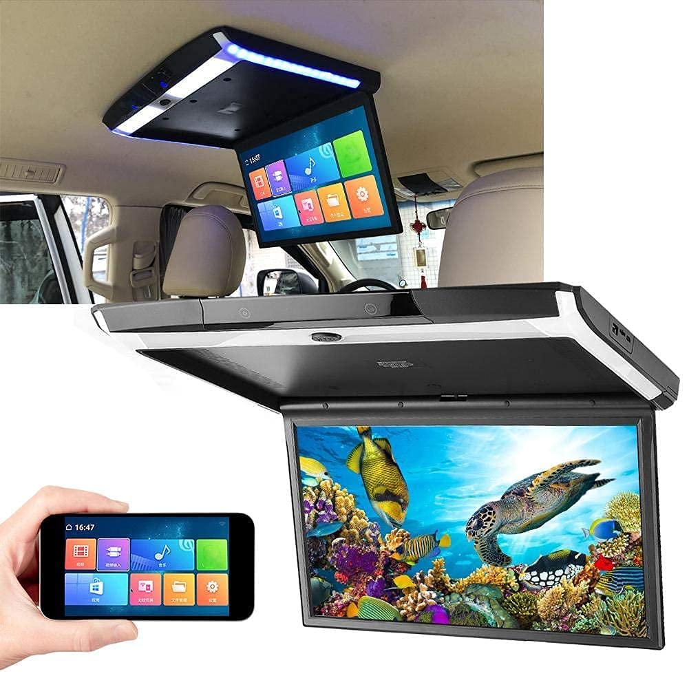 Monitor ribaltabile, monitor tetto per lettore tetto per auto 17,3 pollici 1080P, TV Bluetooth WIFI HDMI USB SD FM MP5 altoparlante, per Android 8.1