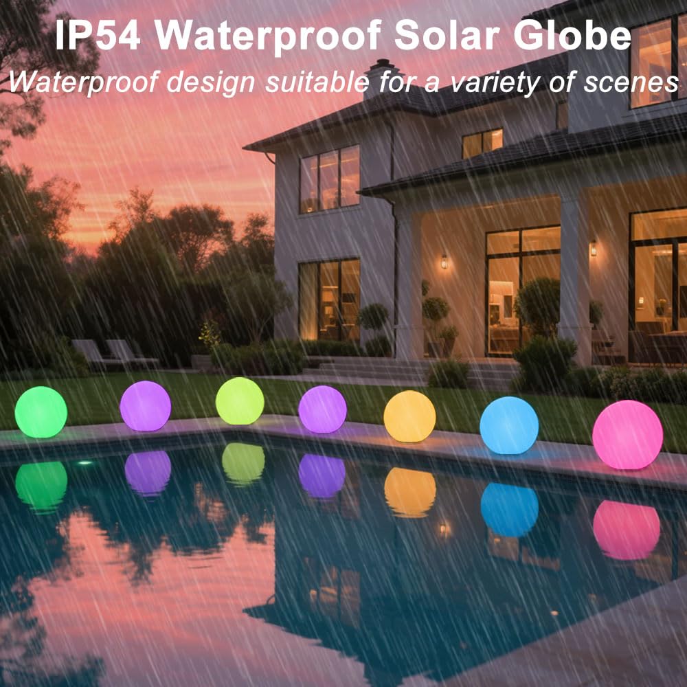 25,4 cm Solar-Kugelleuchte für den Außenbereich, wasserdichte Solarkugel für den Garten