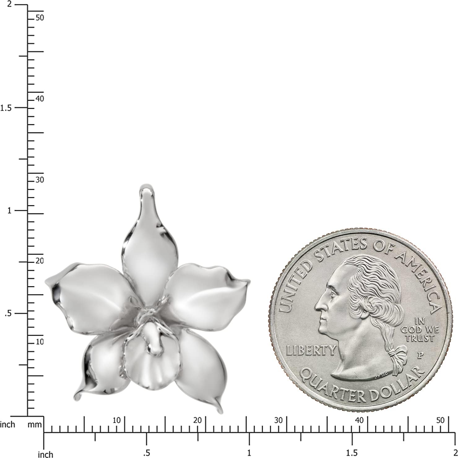925 Sterling Silver Orchid Flower Necklace Pendant with 18" Box Chain, Nickle Free Hypoallergenic for Sensitive Skin, Island Tropical Jewelry with Gift Box