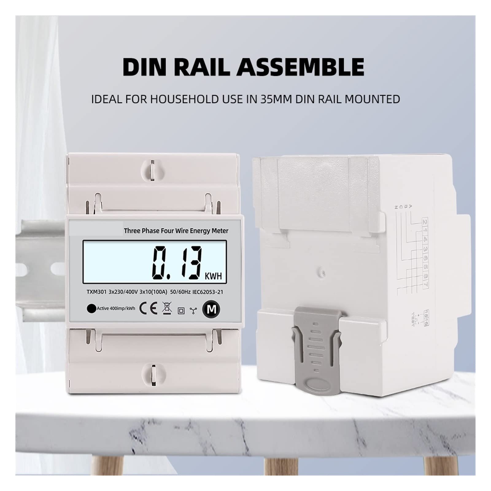 Medidor De Consumo Electrico, Multifunción 380V 3 Fases 4 Cables vatímetro Potencia bidireccional medidor de energía KWH Voltaje Corriente 100A AC 50Hz 60Hz Solar PV, Fácil de Instalar