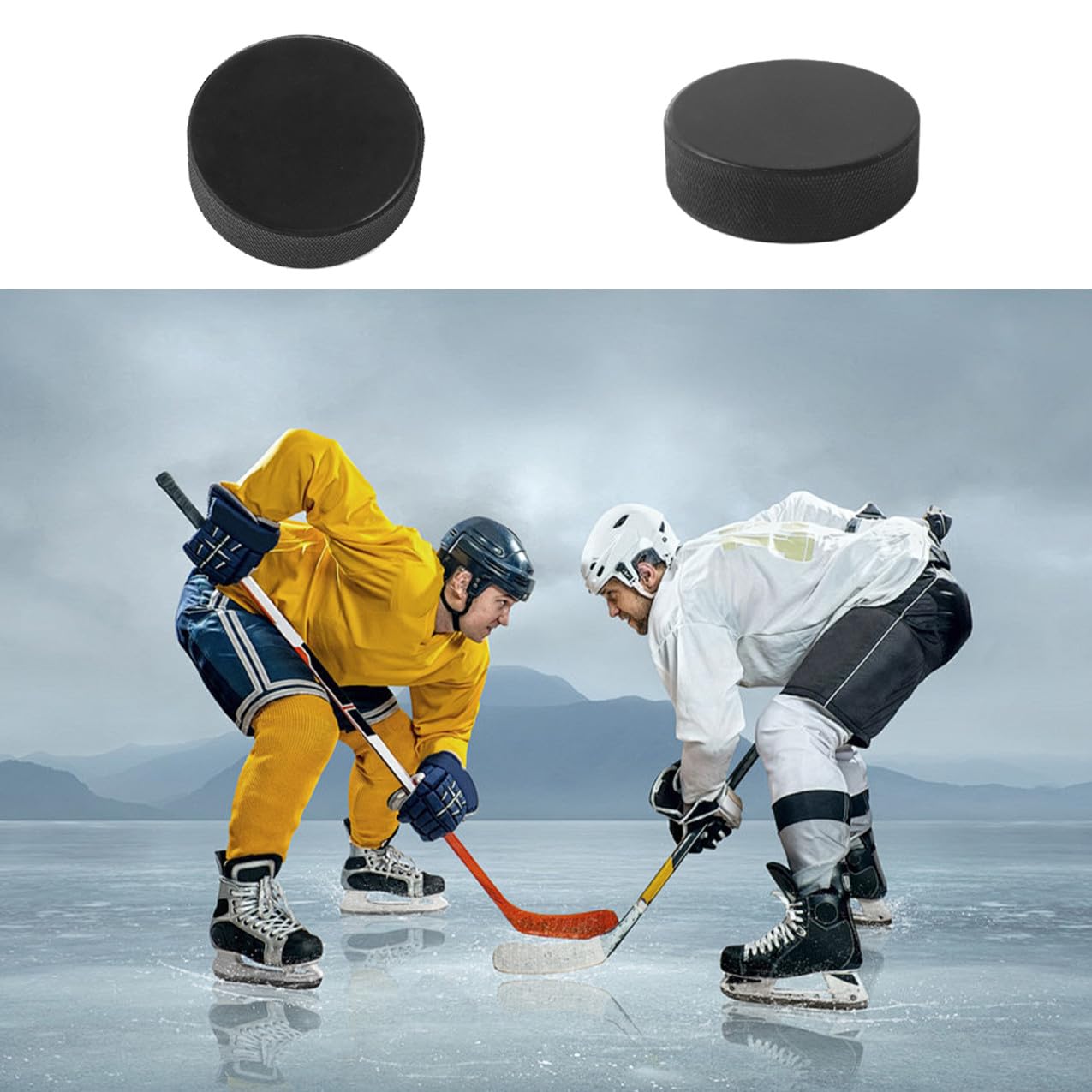 Palet Réglem en Taire Officiel de Hockey sur Glace 9 Pièces en Caoutchouc