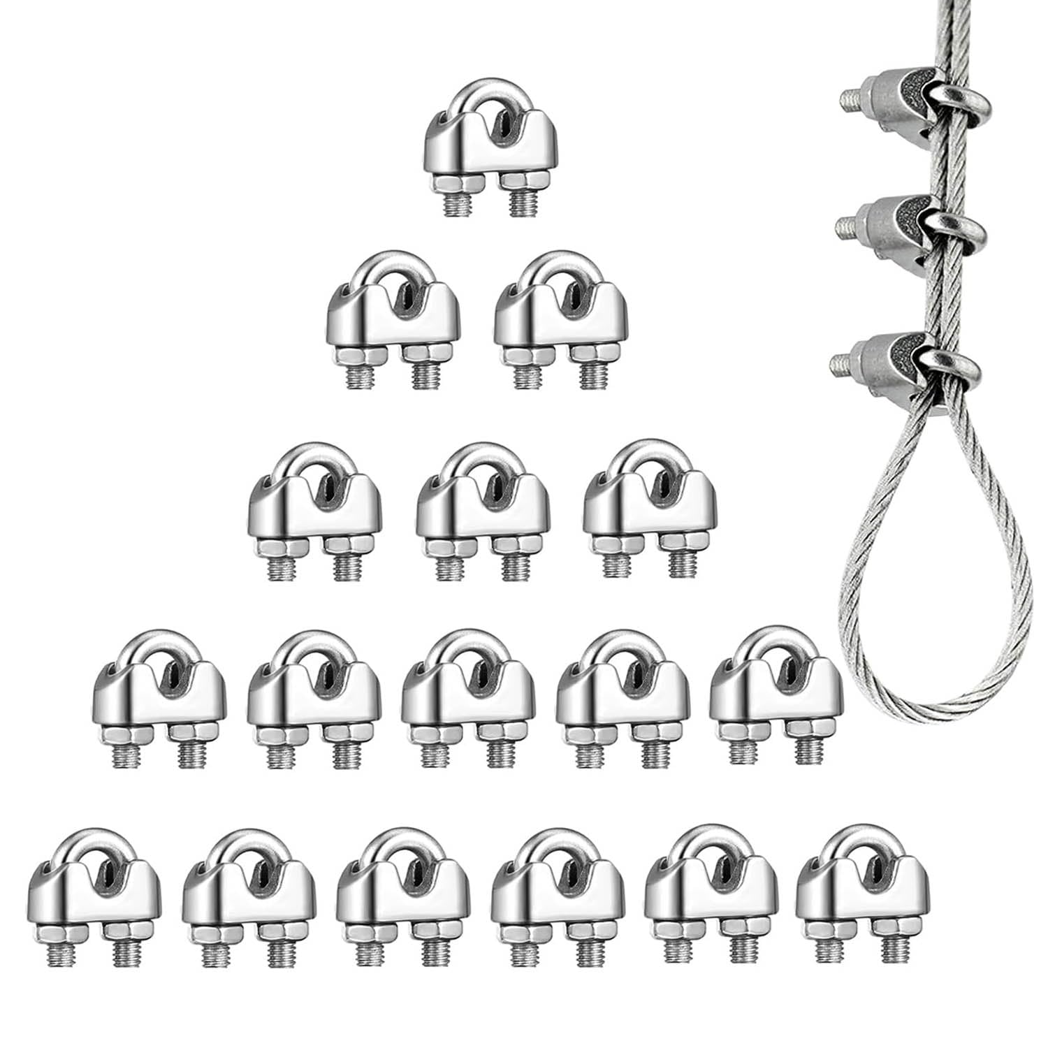 8フォント スチールワイヤーロープアルミ クリップ