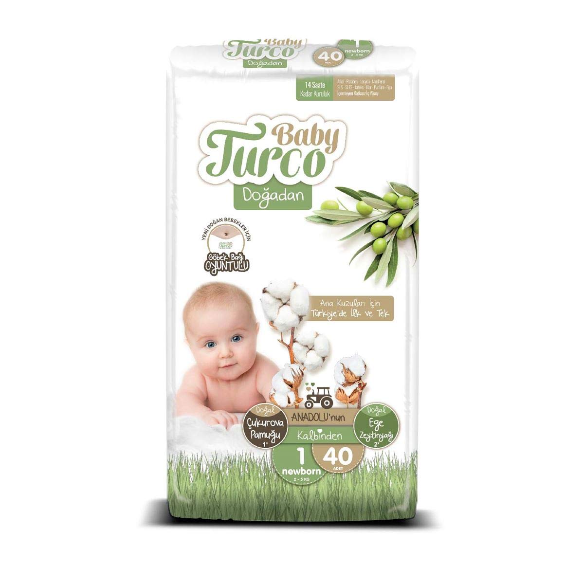 Baby Turco Doğadan 1 Beden Newborn Bebek Bezi (1 x 40 Adet)