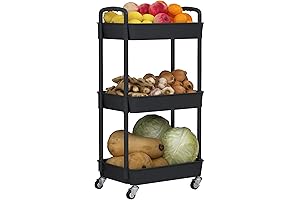 JIUYOTREE 3-Tier Rolling Storage Cart: Space-Saving Solution for Small Kitchens