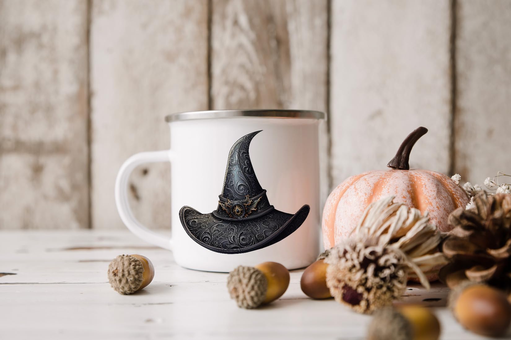 MAXIKIWI - Tazza da campeggio smaltata resistente per caffè o tè per uso interno ed esterno - Acquerello Boho Cats - 350 ml