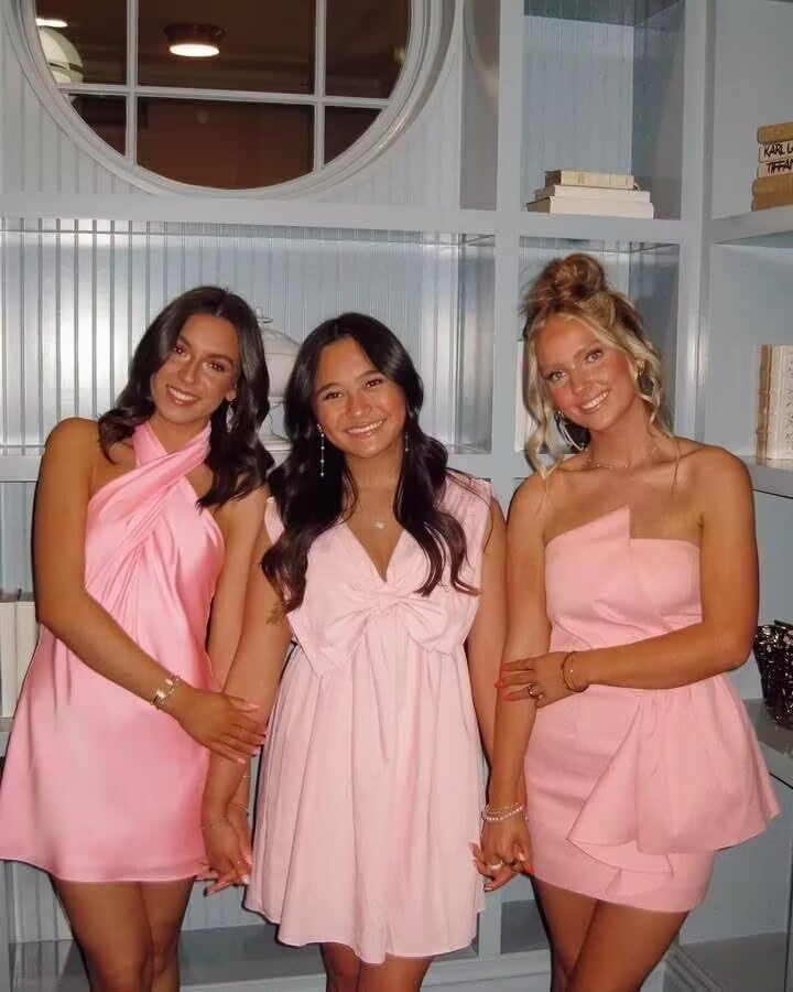 Short Halter Homecoming Dresses for Teens Sleeveless Satin Tight DAMA HOCO Dress HO583