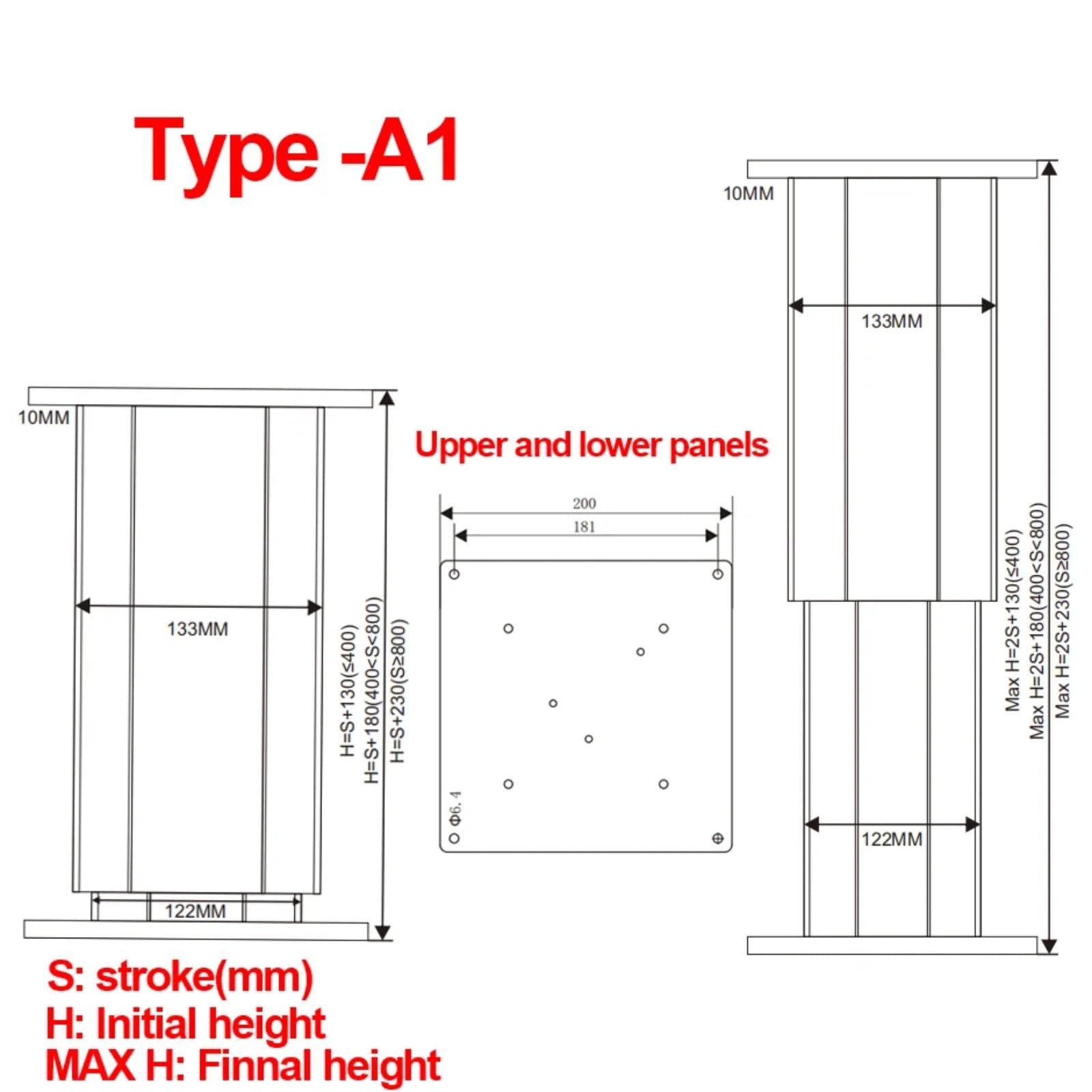 Hebe Säule 250kg Lasten 24V Motor Aluminium-Legierung Tatami Tisch Hebeplattform Höhe verstellbar(1200MM Itinerary; DC24V 13MMS 800N; 1PC)