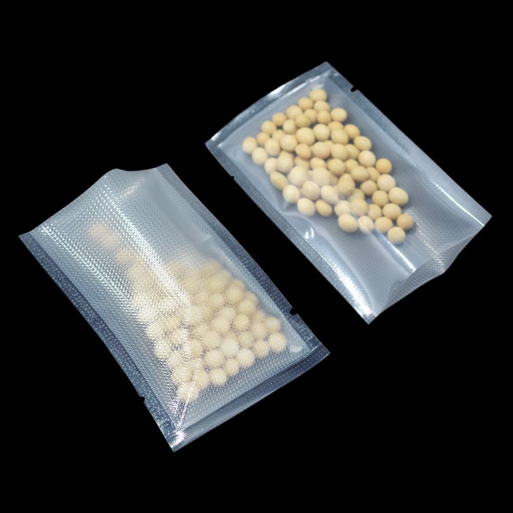 FERENLI 100 Pieces 2.7x3.9 inch (Usable Size 2.4x3.3 inch) Small Vacuum Sealer Bags for Food Storage Open Top Clear Plastic Flat Pouches Bulk Food Packaging Bags with Tear Notch